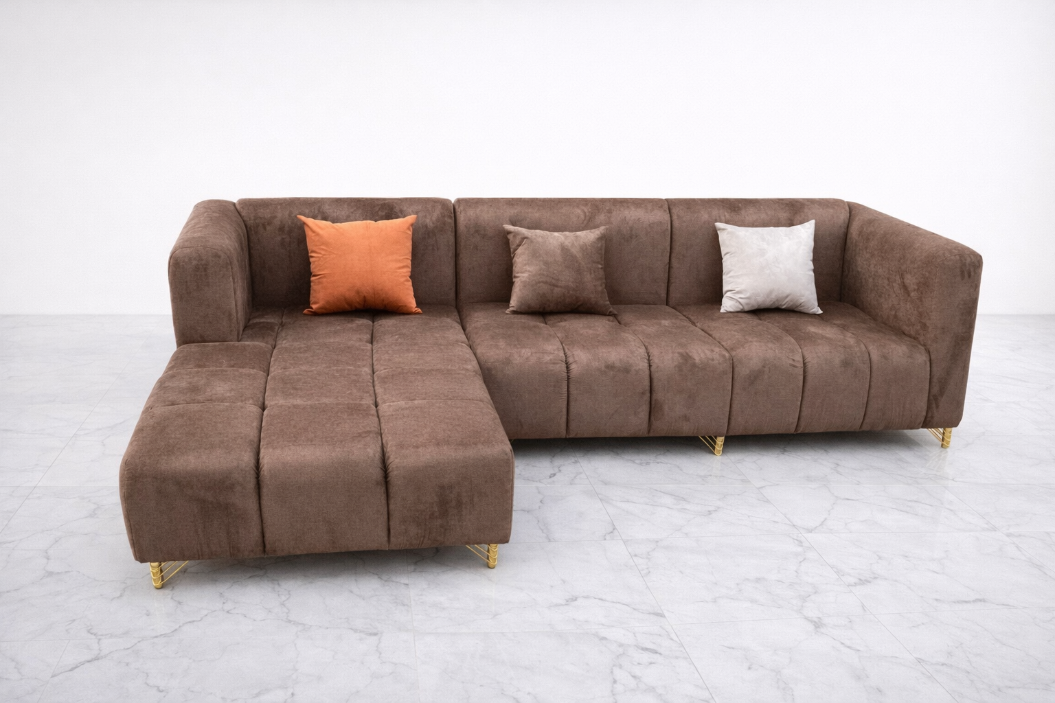 Brown L-Shape Sectional Sofa