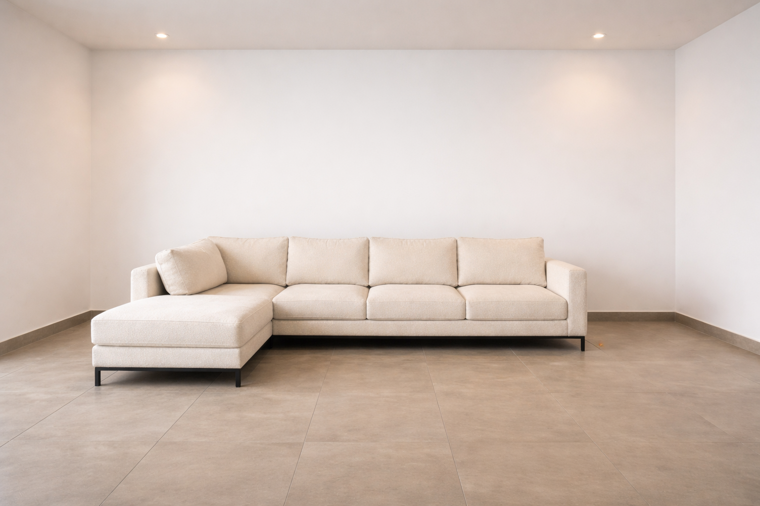 Cream Linen Sectional Sofa