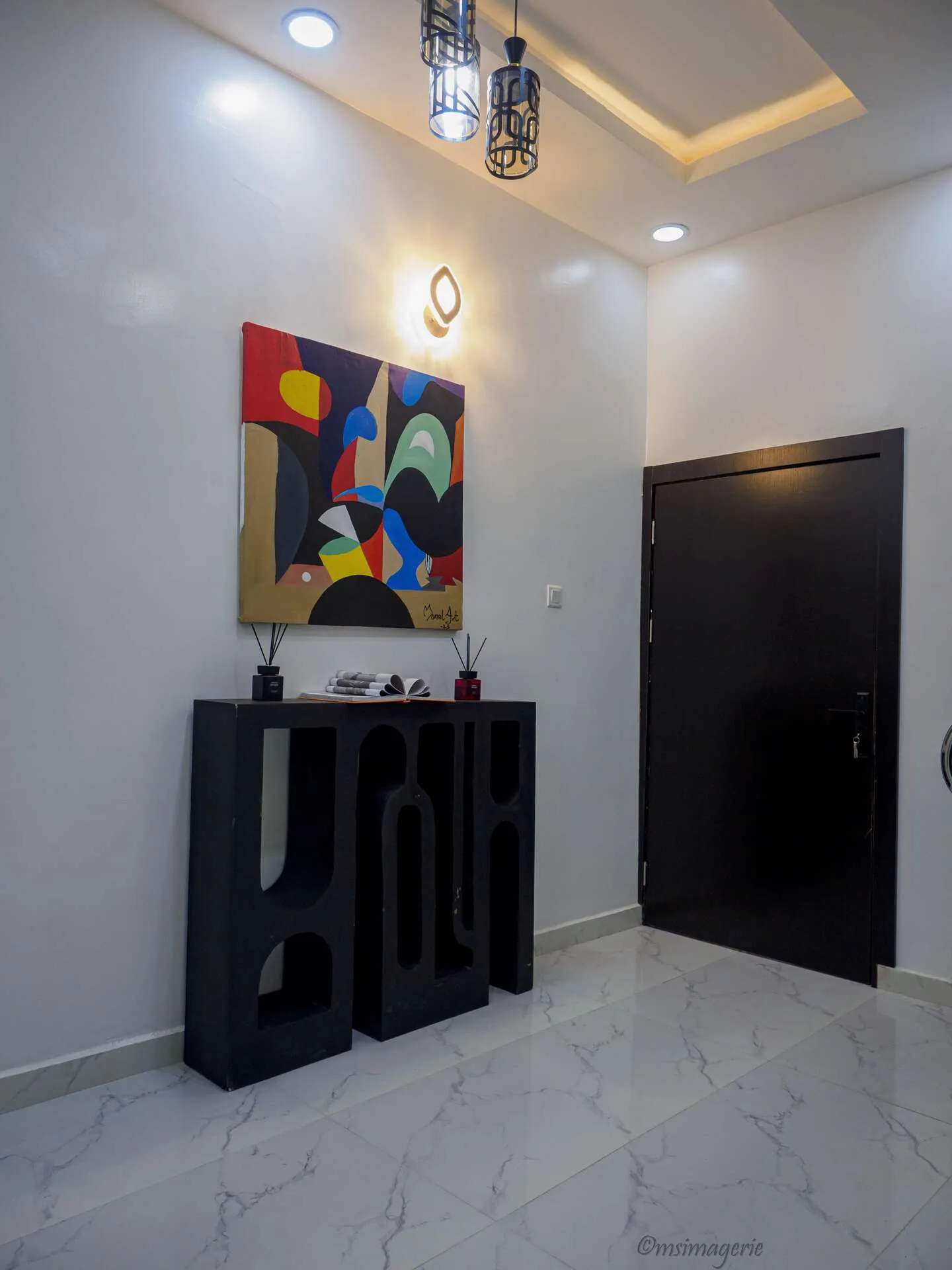 Sculptural Black Console