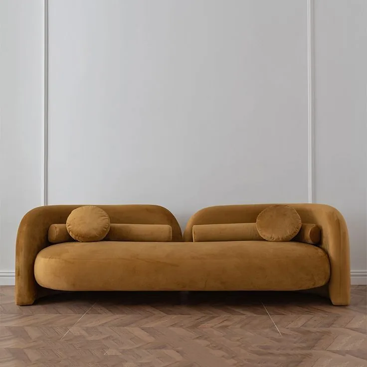Amber Velvet Curved Sofa
